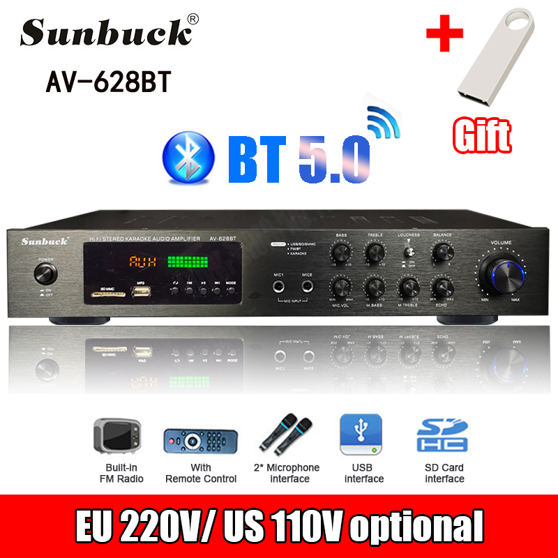Genius Home Cinema - 110/220V 2000W Amplifier Daya Bluetooth Subwoofer