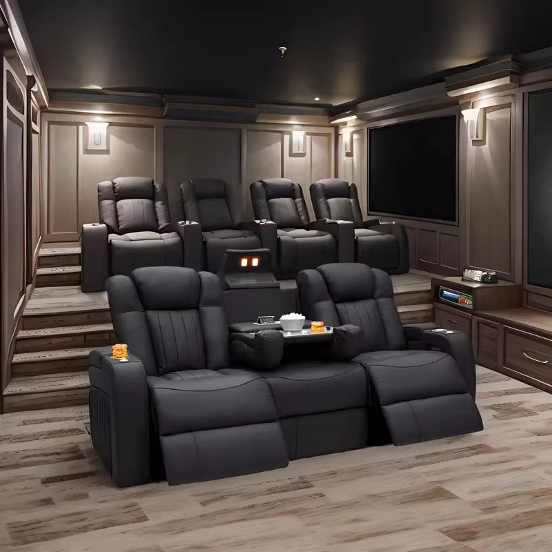 Home Cinema Recliner Chairs - Set Sofa Recliner Kulit, Sofa Home