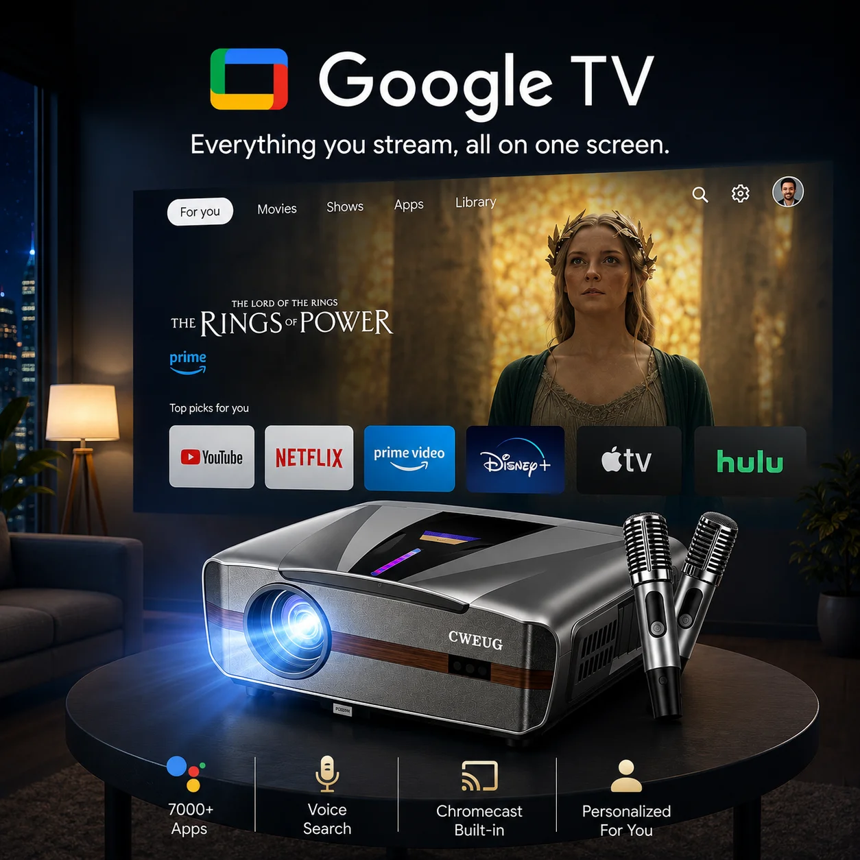 Proyektor 4K E9 UHD Baru Smart - Home Cinema Experience ulasan dan harga