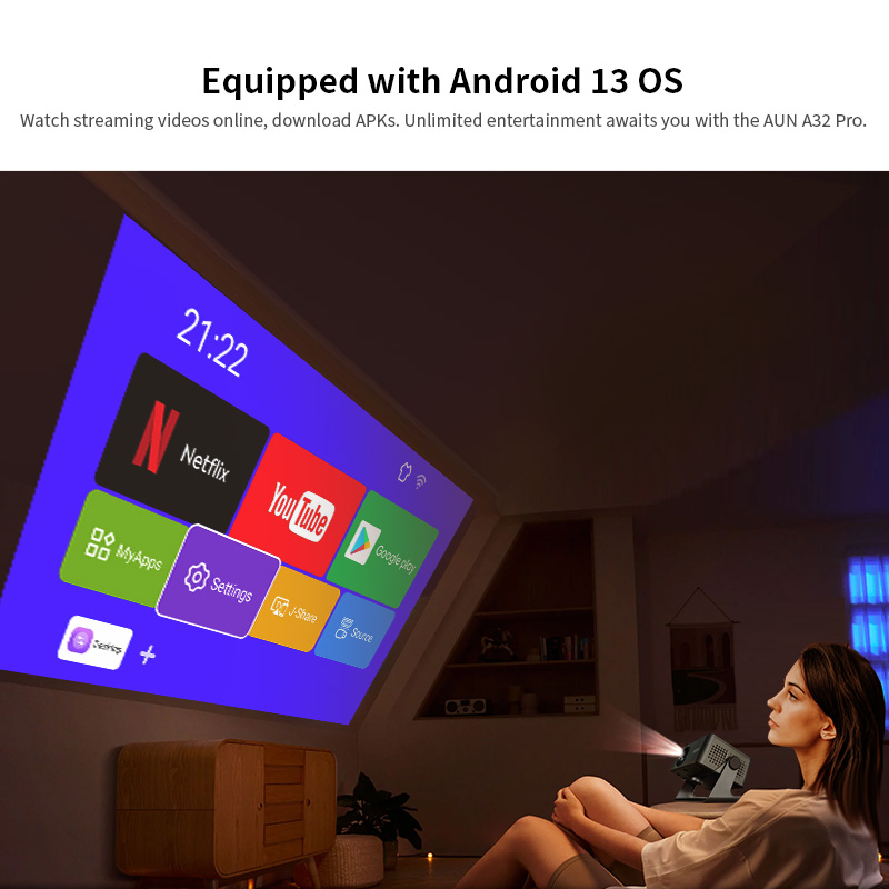 AUN A32 Pro Android 13 Proyekt - Home Cinema Movies ulasan dan harga