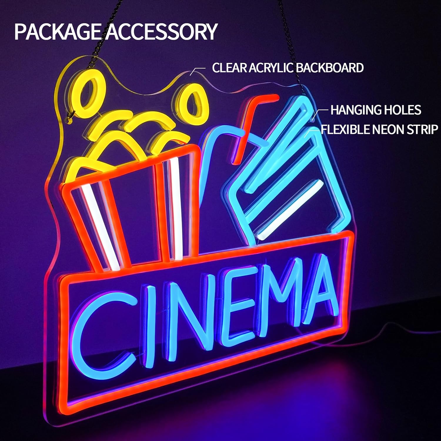 Tanda Neon Bioskop LED Bertena - Home Cinema Films ulasan dan harga